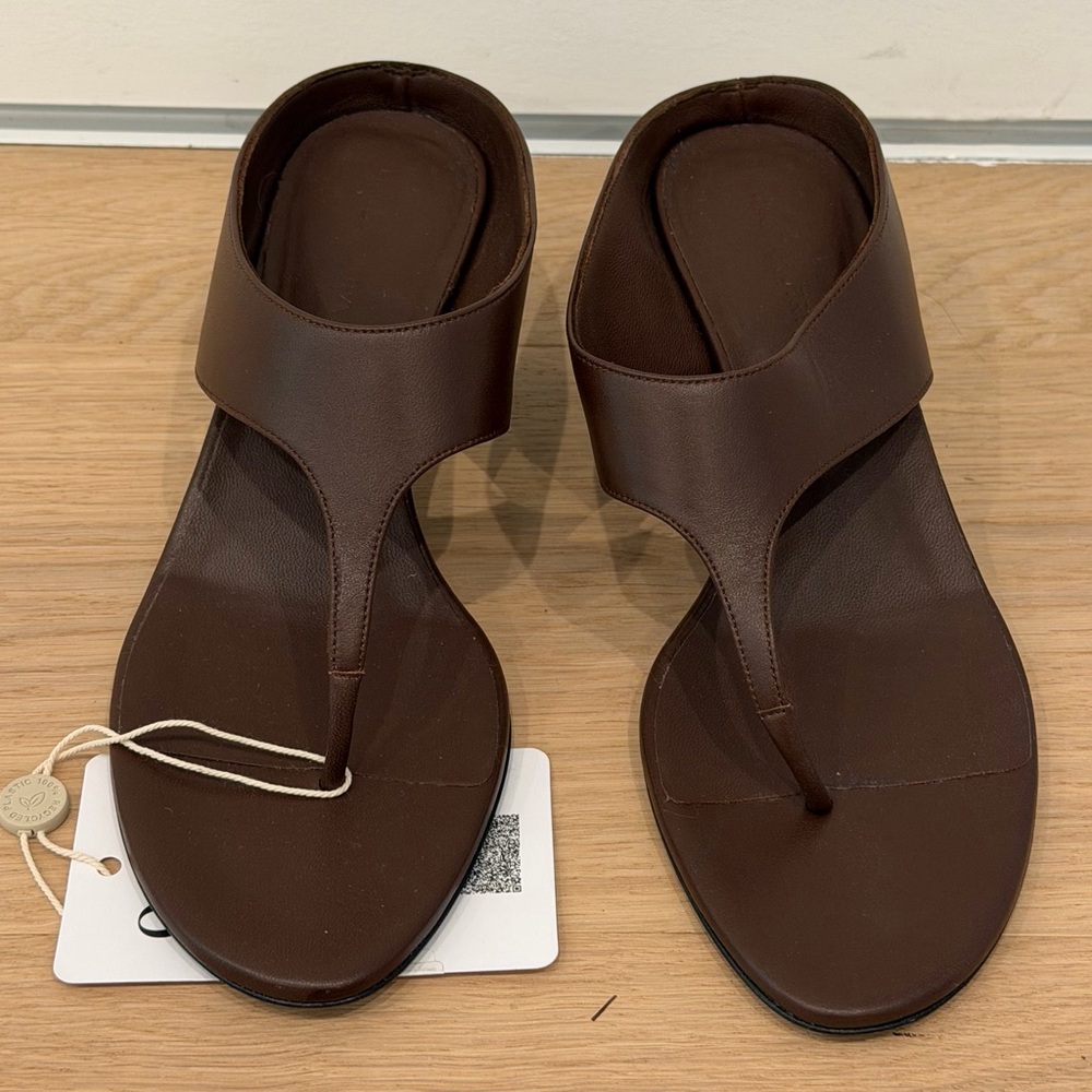 Magda Butrym Chocolate Brown Leather Thong Sandals 38 8